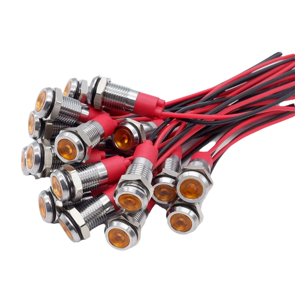 20Pcs 6Mm Metal Led Warning Indicator Signal Lamp Pilot Onboard Display S With Wire 3V Light/Orange 4854124546694