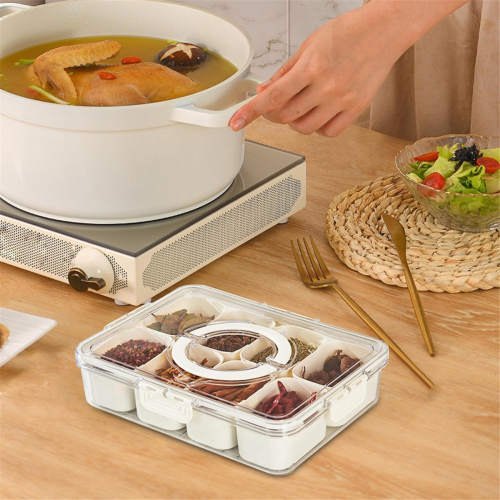 2PC Condiment Jars with Tray Small Dividers Countertop Spice Organizer Kitchen Storage Container for Refrigerator,B 2
