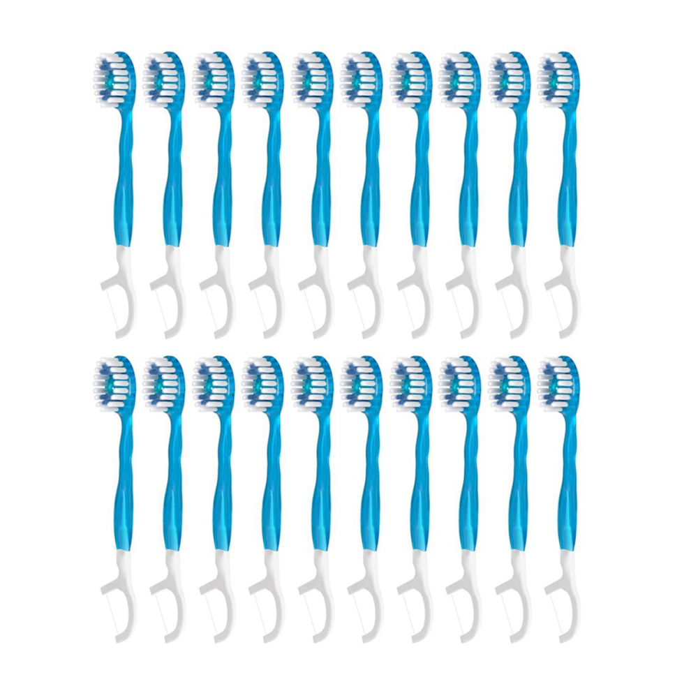 Saudism Disposable Travel Toothbrushes, 5-In-1 +Floss+Pick+Tongue ,Prepasted Toothbrush With Freshening Bead