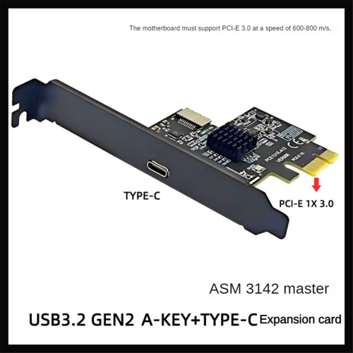 PCI-E 1X to Type-E + Type-C Expansion Card USB3.2 GEN2 10Gbps ASM3142 Chip USB-C Adapter for Desktop 2