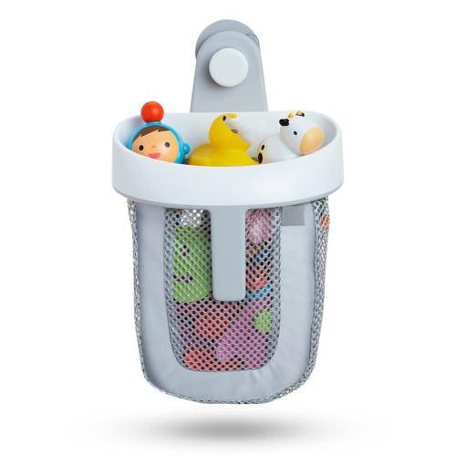 Hanging Bath Toy Storage with Quick Drying Mesh, White & Gray 2