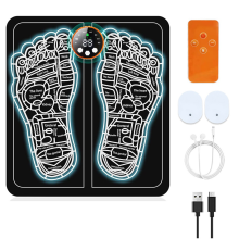 EMS Foot Massager Foldable Feet&Calves Acupoint Massage Mat for Muscles Relaxation Pain Relief 8Modes and 29Intensity B