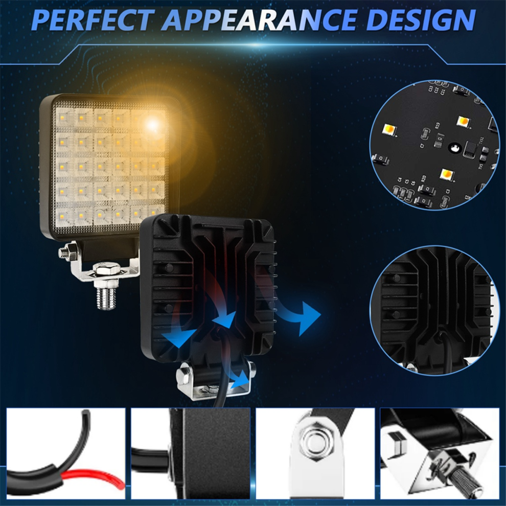4 Inch Square Led Work 2Pcs 90W Flood Lamp For Offroad Heavy Equipment Vehicles Truck Tractor Cart Boat Atv Utv Light 4854124559847