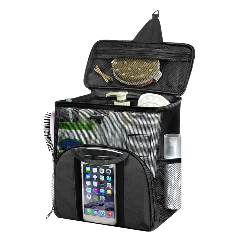 Large Capacity Portable Shower Dorm for College Essentials, Separate Compartment Hanging Toiletry Bag Black-image-OPC-PJC8JC5-NEW