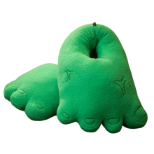 Funny Plush Slippers with Big Feet, Warm Winter Foot Warmer for Home Use,Green(L)