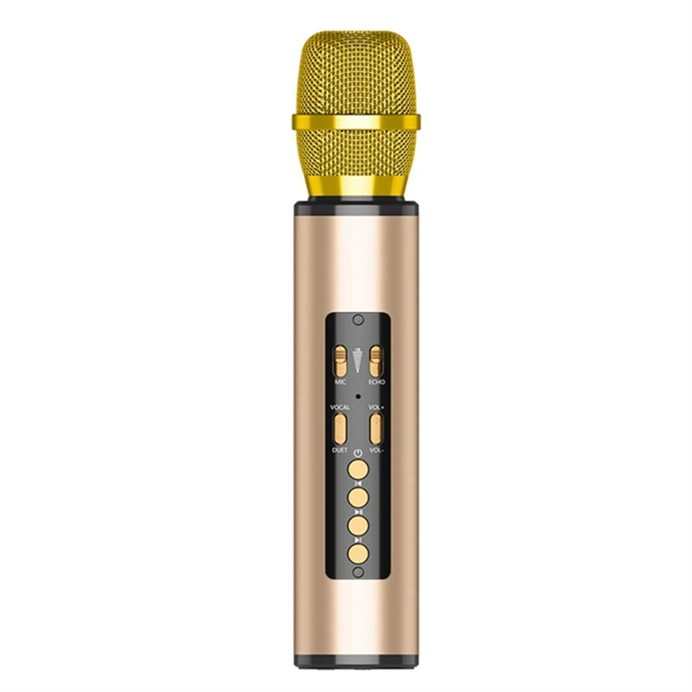 Wireless With Bluetooth Speaker Home Party Performance Singing Microphone For Kids- Gold 4854124581633
