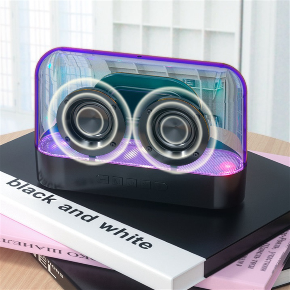 Colorful Lights Wireless Bluetooth Speaker Glazed Multifunction Subwoofer Desktop Volume Plug-In Speaker, White 4854124581657