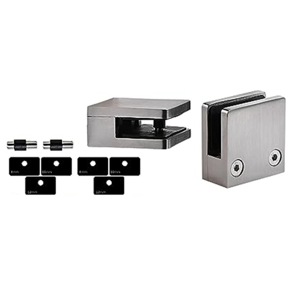 2 Pieces Of Stainless Steel Glass Clips, Adjustable Shelf Brackets, Stair Guardrail Fish Mouth Fixing Clips 4854124588878