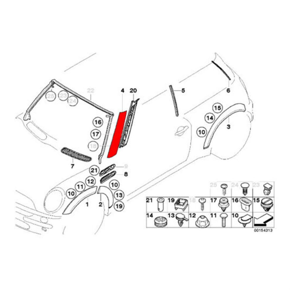 Left Front Windshield A-Pillar Trim Panel 51137128157 For R50 R52 R53 2001-2008 Window Post Cover 4854124588342