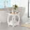 End Table with Storage Shelf Basket,Narrow Bedside Table, Slim Coffee Tables Small Spaces,White Nightstand,Sofa 4