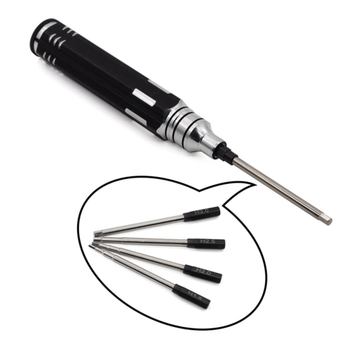 Hexagonal Head Screwdriver Tool Set for Rc Car Crawler Helicopter 1.5 2.0 2.5 3.0mm Black+Silver 2