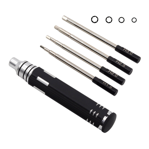 Hexagonal Head Screwdriver Tool Set for Rc Car Crawler Helicopter 1.5 2.0 2.5 3.0mm Black+Silver 1