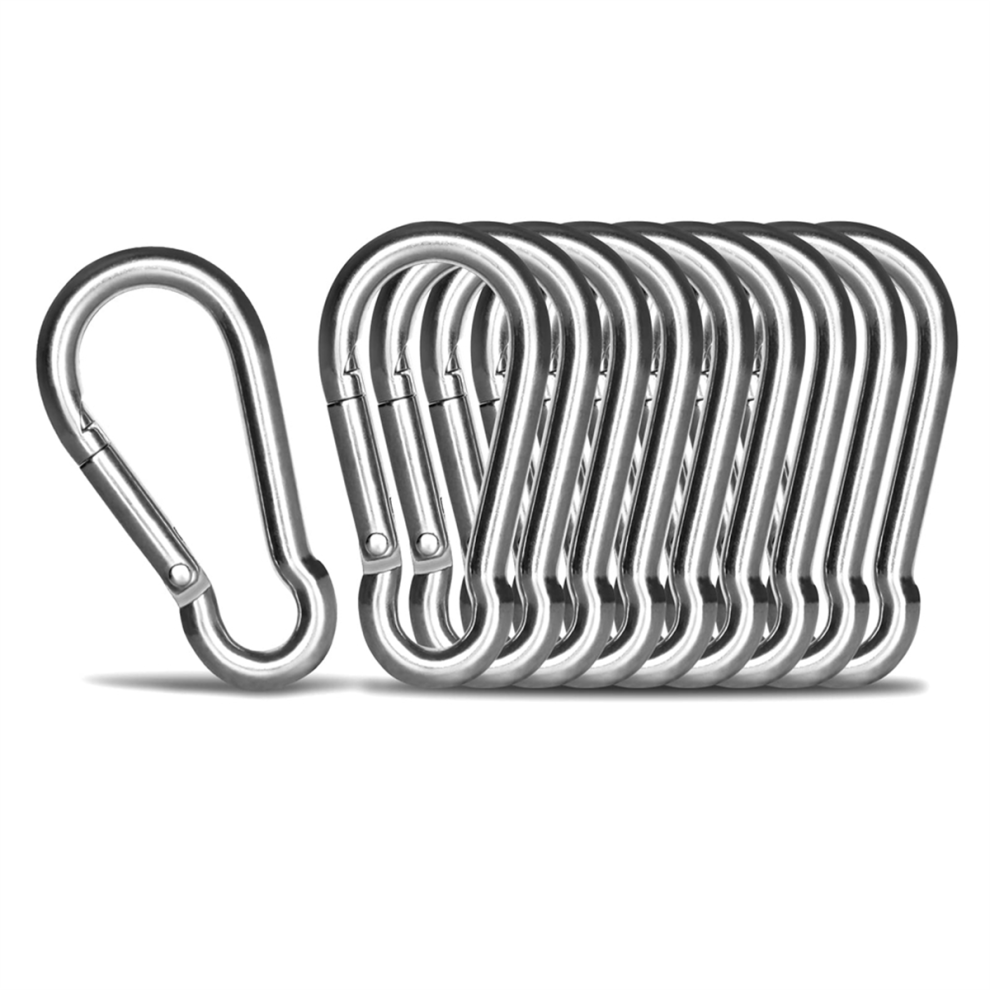 10 Pack Stainless Steel Carabiner Clip, 2.36 Inch Heavy Duty Spring Snap Hook, Clips 4854124587000