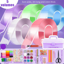 Multicolored Nano Tape Bubble Kit,9.84FT for Kid Double Sided Super Elastic DIY Kit