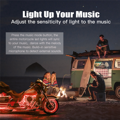8PCS Motorcycle Underglow LED Light Kit, App Control Multicolor Kit RGB Strips Waterproof