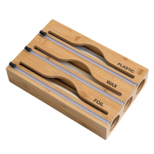 Wrap Dispenser, Aluminum Tin Foil and Wax Paper Storage Dispenser with Slide Cutter & Labels for Kitchen Drawer 3 Grid