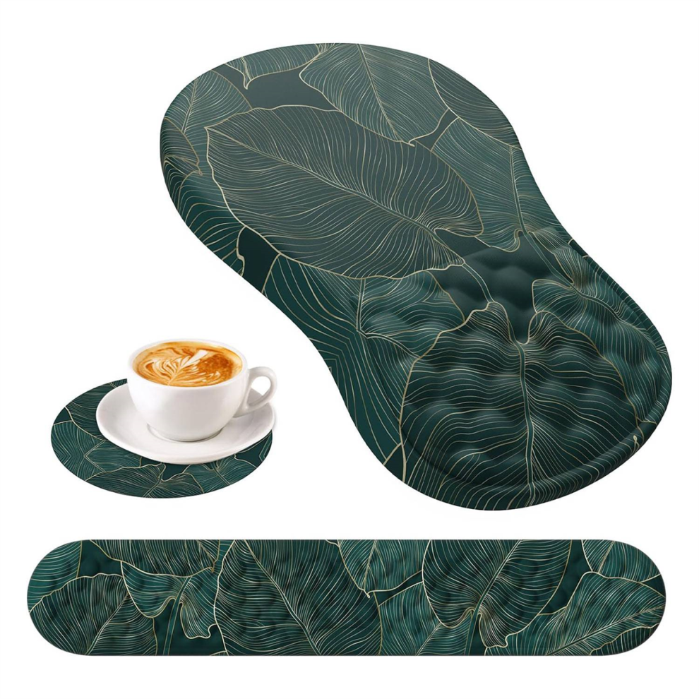 3 Pcs With Wrist Rest And Keyboard Pad Set, Computer Mouse Pads For Home Desk Coaster-A 4854124504212