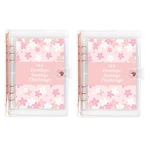 2PCS 100 Envelope Challenge Binder Easy and Fun Way to Save 5, 050 - Savings Challenges Binder, Budget 1