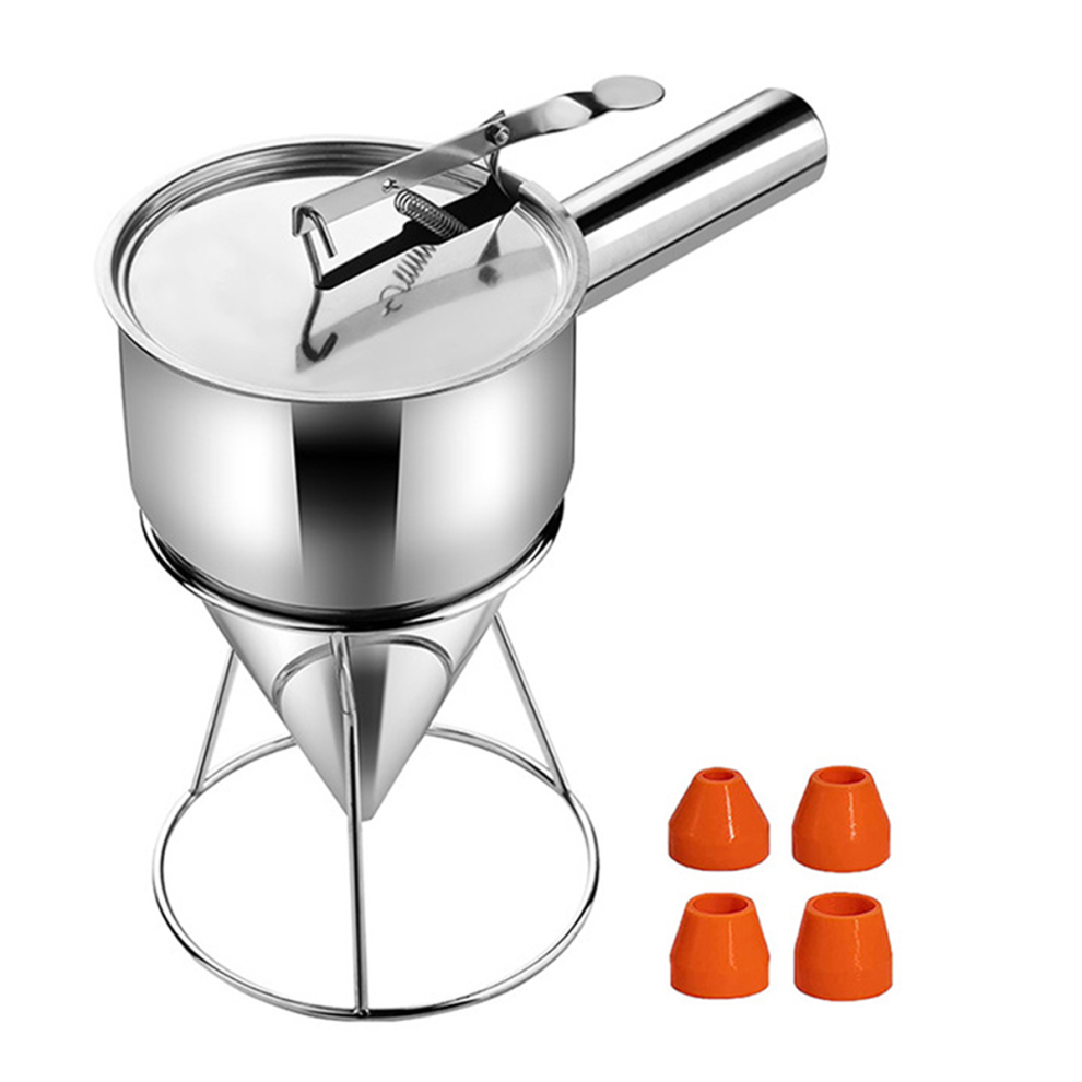 Saudism Pancake Batter Dispenser Multi- Stainless Steel Funnel With Stand Cupcakes Baking Maker Tools