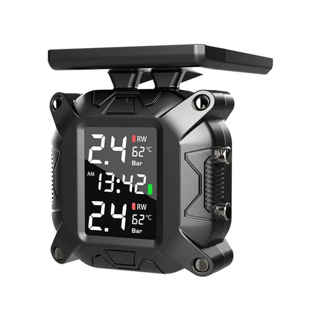 Motorcycle Tpms Solar Power Tire Pressure Monitor Real Time Monitoring System Temperature Sensor 4854124508326