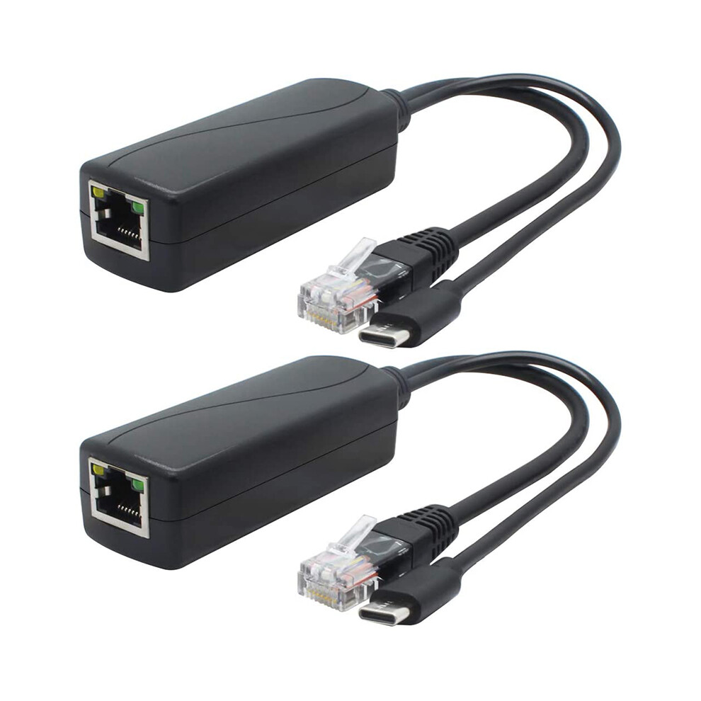 2-Pack 5V Gigabit Poe Splitter, Usb Type C, 48V To 2.4A Adaper, Ieee 802.3Af Compliant 4854124522414