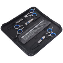 Dog Grooming Scissors Kit with Safety Round Tip Thinning Cutting Shears Pet Comb for Cat Hair Care