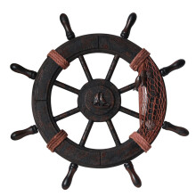 Mediterranean Style Nautical Wooden Boat Ship Wheel Rudder Model Retro Wall Decoration