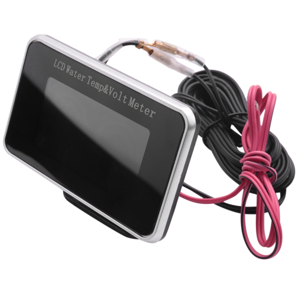 2 In 1 Car Lcd Digital Gauge Voltage Pressure Water Temperature Meter Buzzer Alarm M10 4852888811287