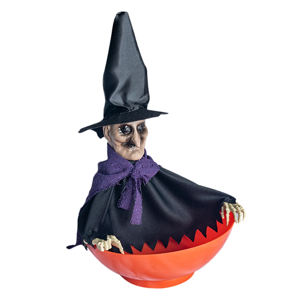 Saudism Halloween Candy Bowl Dish With Motion Ghost Fruit Bowls Light Up Eyes And Creepy Sound B