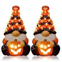 2pcs Halloween Dwarf Decoration with Light Handmade Lighted Pumpkin Decorations for Home Indoor Outdoor Party