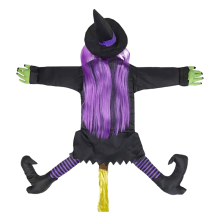 53Inch Crashing Witch Halloween Decorations, Into Tree, Crashed Props for Porch