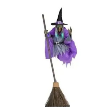 Halloween Broom Witch Decoration 6-Foot-Tall Flying