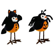 2PCS Halloween Bird Figurine Featherly Friends Birds Standing Ornaments for Table Home Window Display