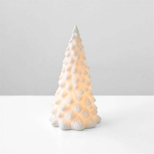 Ceramic Christmas Tree with Light, Vintage Porcelain Lighted Decor for Holiday C 2