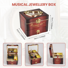 Classic Rotating Dancer Piano Music Box Clockwork Plastic Jewelry Girls Hand Crank Mechanism Christmas Gift Red