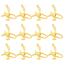 12Pcs Christmas Deer Napkin Rings Gold Alloy Buckle Ring Holder Hotel Restaurant Wedding Party Dinner Table Decoration