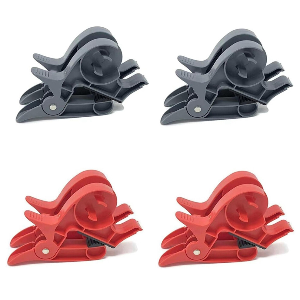 Saudism 4-Pack Tabletop Gift Wrapping Tape Dispenser & Paper Roll Holder - Clamp-On Desk Wrapping Tool, Red/Gray
