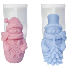 2PCS Santa Hugging Snowflake Silicone Mold DIY Christmas Tree Old Man Scented Candle Plaster Soap Resin Home Crafts