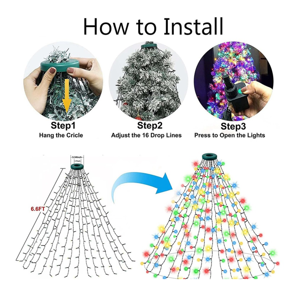Guirlande lumineuse décorative LED de Noël, trapézoïdale, 310 cm, 8