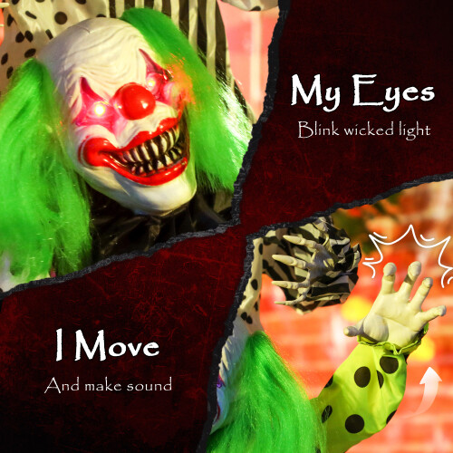 Outsunny Outsunny Sound Activated Stackable Halloween Animatronics Clowns 2