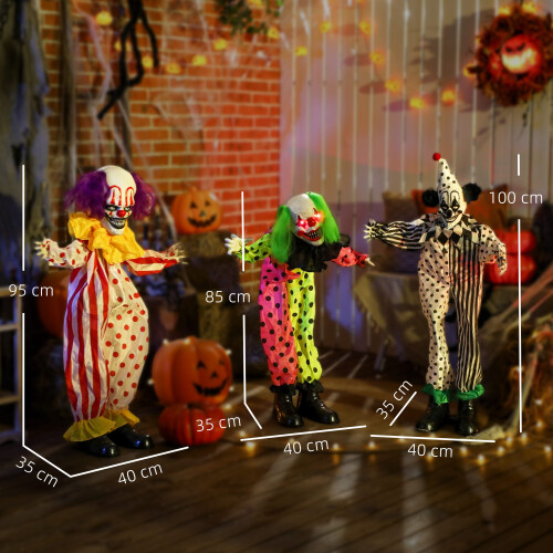 Outsunny Outsunny Sound Activated Stackable Halloween Animatronics Clowns 1