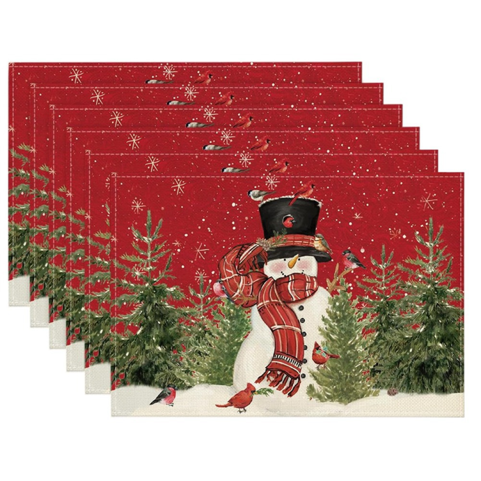 Saudism Christmas Placemats 12X18 Inch Seasonal Holiday Table Mats Washable Set Of 6