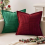 Corduroy Pillow Covers with Splicing Soft Couch Broadside Striped Decorative Textured Throw Green 3