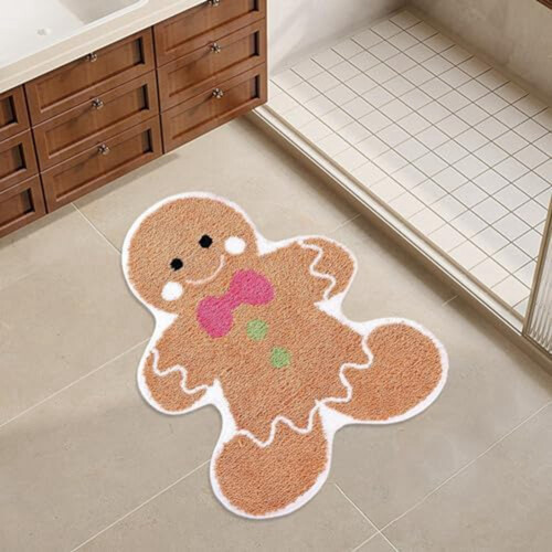 Gingerbread Bath Rugs Christmas Rug Cute Bathroom Fun Mat 2
