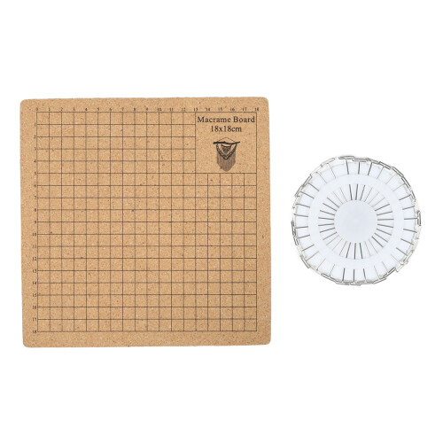 Pannello per macramè 1 set, 7x7 pollici, spilli, legno naturale 2