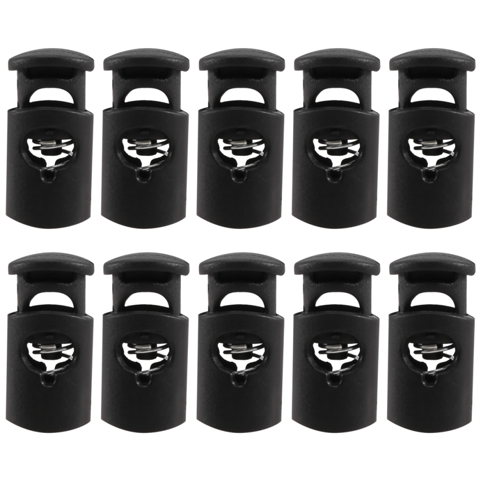 Diameter 8 Mm Hole, Cord Stopper Laces Snap Hook, 10 Pcs Black 4854152693698