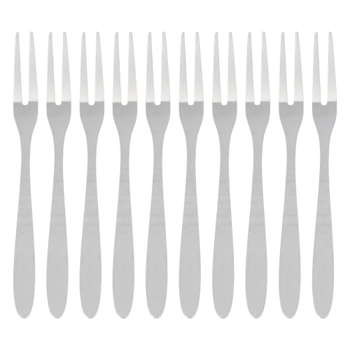 10Pcs Stainless Steel Reusable Fruit Fork Cake Snack Dessert Salad Flatware Two- Set Kitchen Tool 13cm