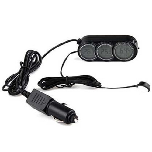 12V-24V Auto Car LCD Digital Inside Outside Clock Temperature Thermometer Gauge 1