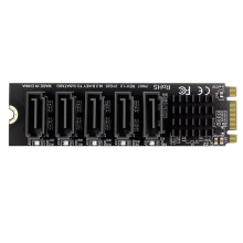 M.2 NGFF B-Key to 5 Port Expansion Card 6Gbps JM575 Chipset Support SSD and HDD