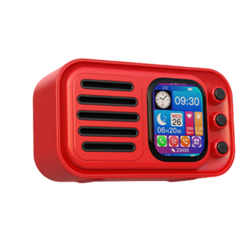 Hifi Wireless Bluetooth Speakers Retro Portable Touch Screen Fm Radio Card Subwoofer With Alarm Clock Lyrics Display,A 4854152604540